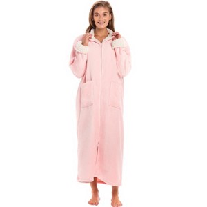 ADR Women's Zip Up Robe Fleece Soft Warm Plush Oversized Zipper Bathrobe - 1 of 4