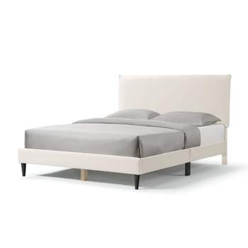 HOMES: Inside + Out Queen Heartwild Modern Boucle Upholstered Pillow Headboard Platform Bed White