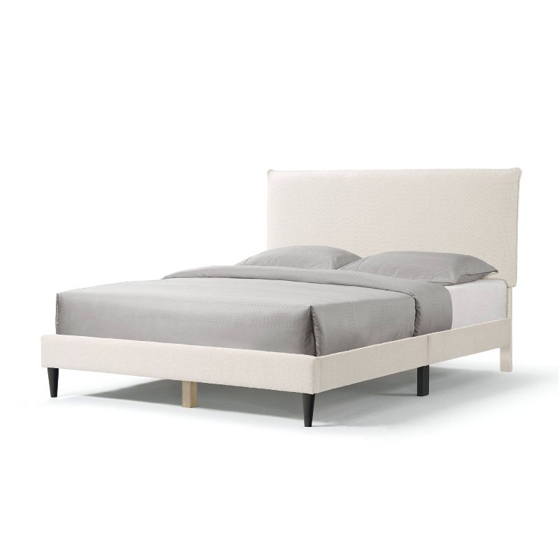 HOMES: Inside + Out Queen Heartwild Modern Boucle Upholstered Pillow Headboard Platform Bed White, 1 of 21