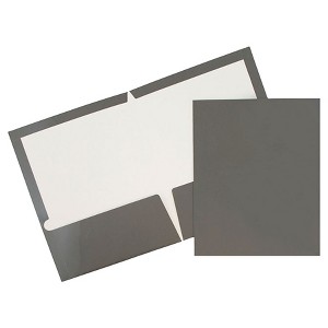 JAM 6pk Glossy Paper Folder 2 Pocket - Gray: Stationery, Non-Pronged, 100 Sheet Capacity, 12"x9", Paper Folders with Pockets - 1 of 4