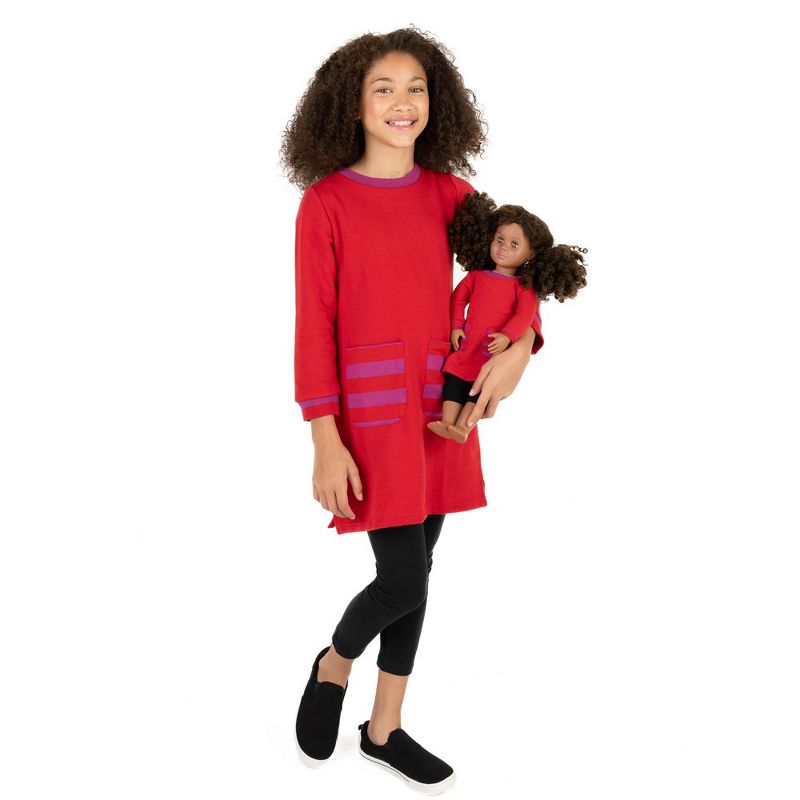 Leveret Girls and Doll Matching Sweatshirt Tunic Dress, 3 of 12