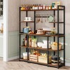 ORRD Industrial Bakers Rack with Hutch, 55” Rustic Brown Kitchen Storage Shelf with Microwave Stand, 5-Tier Pantry Organizer with Hooks & Metal Frame - 2 of 4