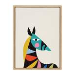 18" x 24" Sylvie Mid Century Modern Baby Zebra Framed Canvas Wall Art by Rachel lee Natural - Kate and Laurel