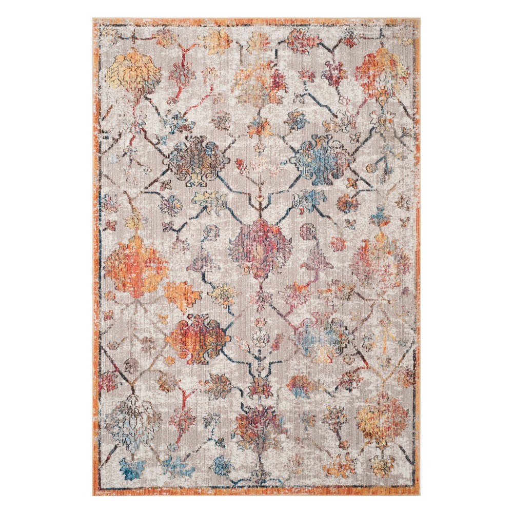 9'x12' Medallion Loomed Area Rug Gray/Orange - Safavieh