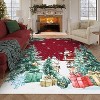 Red Christmas Hallway Runner Rug, Washable Low Pile Non-Slip Mat with Tree & Snowflake Design for Kitchen, Entryway and Bedroom - 2 of 4
