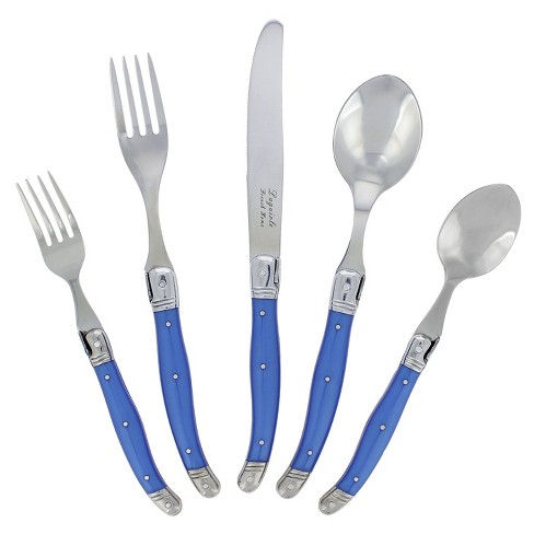 French Bistro Style 24 Piece Cutlery Set With White or Sea Blue Handles  Homeware– Distinctly Living