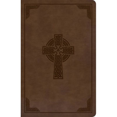 KJV Large Print Personal Size Reference Bible, Brown Celtic Cross Leathertouch, Indexed - by  Holman Bible Staff (Leather Bound)