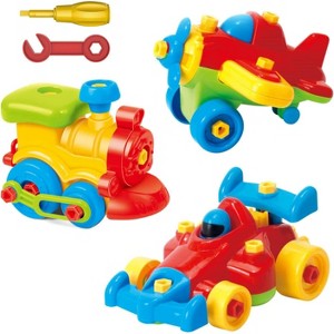 Take Apart Toys Set - Airplane, Train & Racing Car, STEM Educational Construction Toy for Boys & Girls Ages 3-6+, Great Gift Idea - 1 of 4