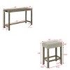 Space-Saving 4 PCS Dining Set, 59'' Wood Bar Table with MDF Top and Power Outlet, Upholstered Stools with Linen Cushion-Baofuwish - 4 of 4