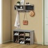 Hall Tree, Wall Mounted Coat Rack Shoe Bench Set with 5 Hooks, Entrance Organizer Coat Rack, Shoe Cubbies, Entryway Bench with Storage for Hallway - 2 of 4