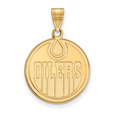 Black Bow Jewelry 14k Yellow Gold Edmonton Oilers NHL Large Pendant