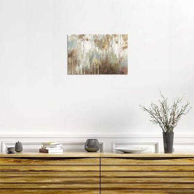 Fine Birch Landscape Canvas Art in Beige and Green, 12"x18"