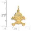 Black Bow Jewelry 14k Yellow Gold Skull and Crossbones Textured Pendant or Charm - 4 of 4