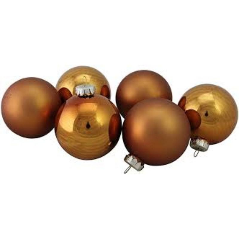 Northlight 6pc Shiny and Matte Glass Ball Christmas Ornament Set 3.25" - Copper, 2 of 4