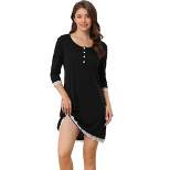 cheibear Women's 3/4 Sleeve Maternity Lace Trim Lounge Nightgowns