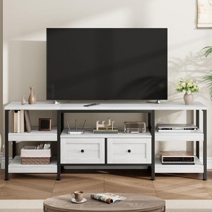 Industrial TV Stand with 2 Drawers, Entertainment Center, Rustic Media Console with Storage Shelves, Open Design - 1 of 4