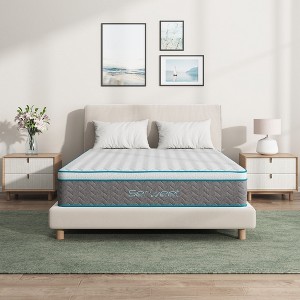 Serweet 12" Breathable Bamboo Charcoal Memory Foam Hybrid Mattress - Medium Firm - Compatible with Platform Bed, Box Spring, or Slat Base - 1 of 4