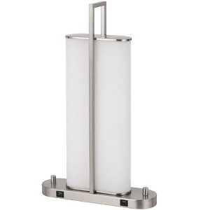 Cal Lighting Zamora dual LED metal night stand / table lamp with dimmer switch and 2 USB charging ports - 1 of 3