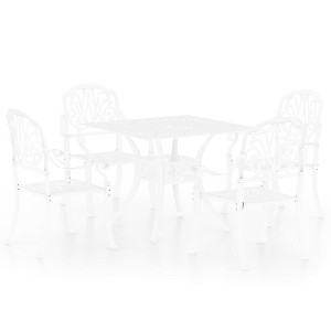vidaXL Bistro Set Patio Table and Chair Bistro Table Outdoor Cast Aluminum - White 4 - 1 of 4