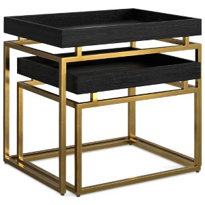 WyndenHall Audrina 2pc Nesting Table Black/Gold: Contemporary Rectangle Side Tables, Metal Frame, No Assembly Required - 1 of 4