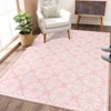 6x9 Area Rugs for Living Room ¨C Machine Washable Non-Slip Modern Floral Rug, Low Pile Stain Resistant Carpet (Pink) - 3 of 4