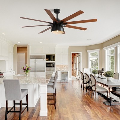 HOMLUX 52"/66" Rustic Large Ceiling Fan W/Light Remote Double-Sided Blades Reversible Motor,Black