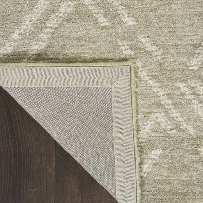 Green Ivory Hand-Tufted Geometric Diamond Area Rug 3'9" x 5'9"