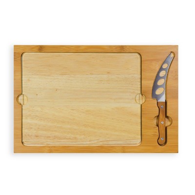 Rubberwood and Bamboo Iron Cheese Cutting Board - Picnic Time