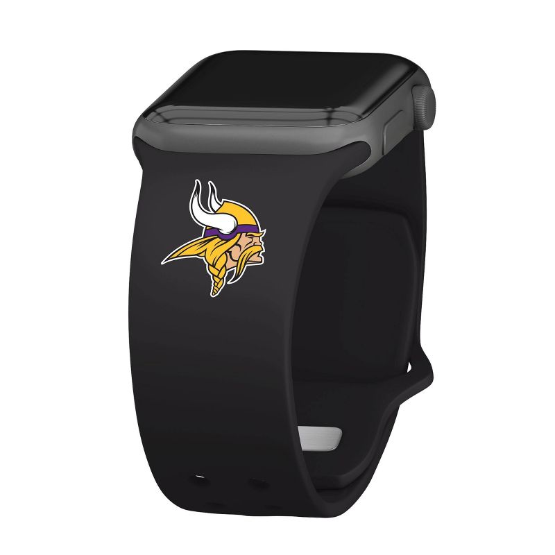 NFL Minnesota Vikings Apple Watch Compatible Silicone Band - Black, 1 of 4