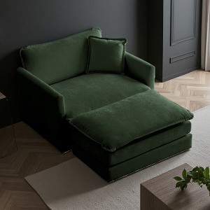 Chenille Accent Chair with Ottoman - 1 of 4