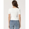 Allegra K Women's Sweetheart Neck Twist Knot Short Sleeve Ribbed Knit Crop Top - 4 of 4