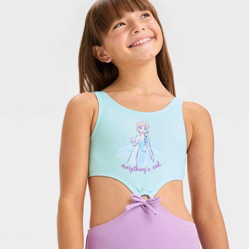 Girls&#39; Frozen Fictitious Character One Piece Swimsuit Light Purple, 2 of 4