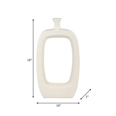 Ivory Ceramic Cut-Out Table Vase, 18" Tall