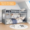 JOYMOR Solid Wood Low Twin Over Twin Bunk Bed for Kids/Junior, Bunk Bed Frame with Guardrails & Ladder for Boys Girls, No Box Spring Needed (Gray) - 3 of 4