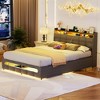 Aheaplus Upholstered Bed Frame with Storage Headboard, Charging Station, LED Light - 4 of 4