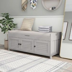 NicBex Shoe Rack Bench Shoe Storage Organizer Shutter-shaped Doors Removable Cushion Hidden Storage Space for Entryway Bedroom - 1 of 4