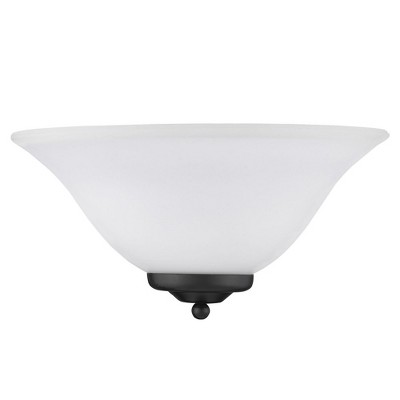 Transitional Black Bronze 13'' Wall Sconce with Opal Glass Shade