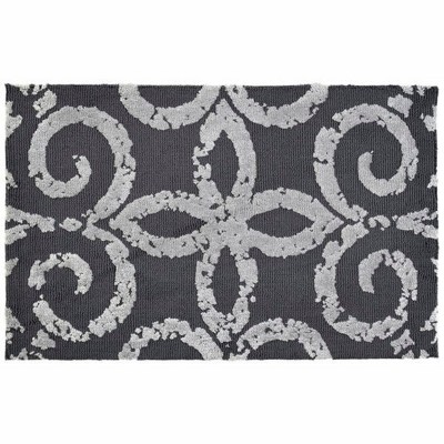 Simple Spaces Gray Gate Doormat, 21"x33" – Elegant Geometric Entry Rug with Lattice Design in Soft Neutral Tones for Indoor Use