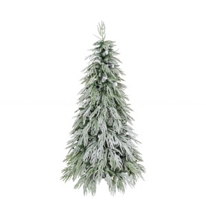 TopComfy Christmas Tree Stands 5FT Pre Lit Spruce Snow Flocked Christmas Tree Artificial Hinged Xmas Tree for Dinning Room, Green, 39.25"*11"*10.1" - 1 of 4