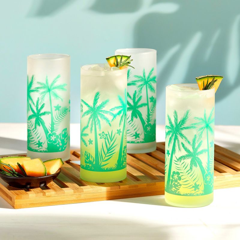 Libbey Vintage Palm Trees Cooler Glasses, 16-ounce, Set of 4, 2 of 4