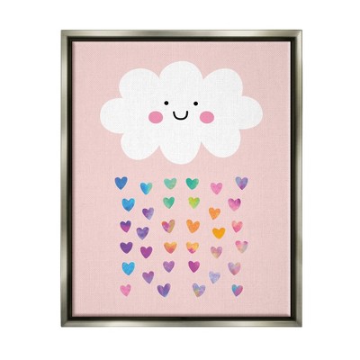 Stupell Industries Raining Rainbow Hearts with Happy Cloud
