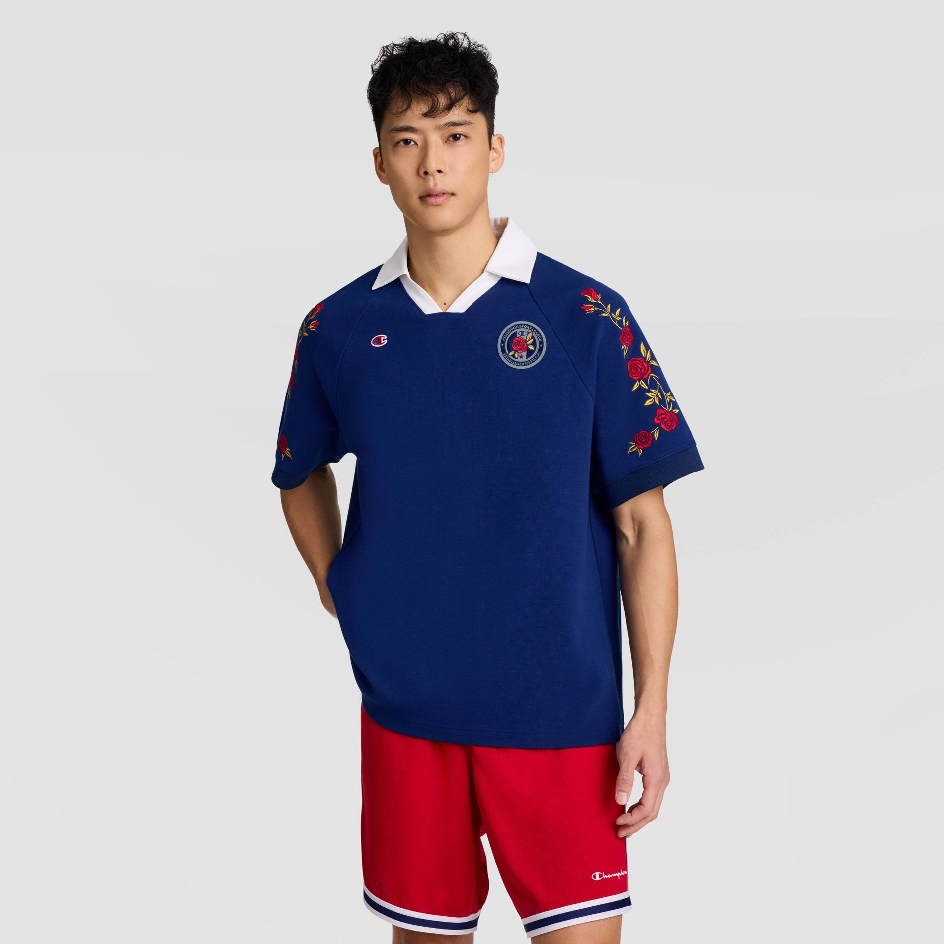 Champion Men's "World Game" Floral Lifestyle Jersey - Blue Depths