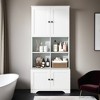 67"Tall Bathroom Storage Cabinet with 4 Doors and Adjustable Shelves,Open multi-layer Shelves - Leovsnove - 2 of 4