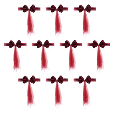 Unique Bargains Mesh Yarn Floating Chair Bands Decoration Stretch Satin Chair Sashes Bows