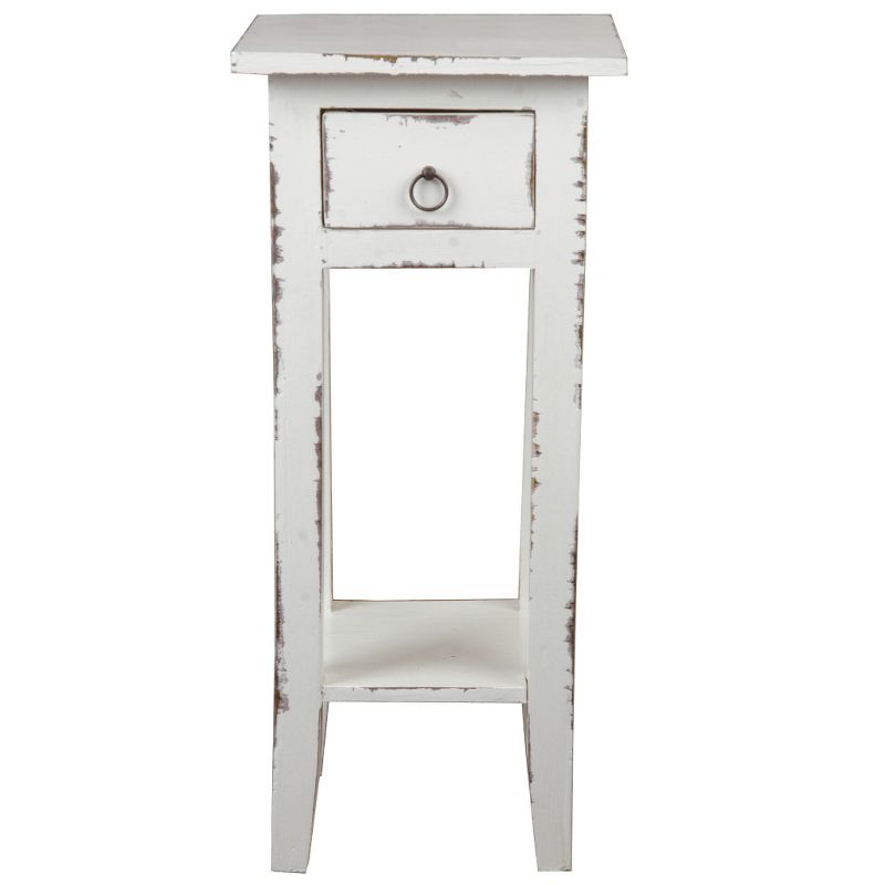Besthom Shabby Chic Cottage 11.8 in. Square Solid Wood End Table with 1 Drawer, 1 of 6