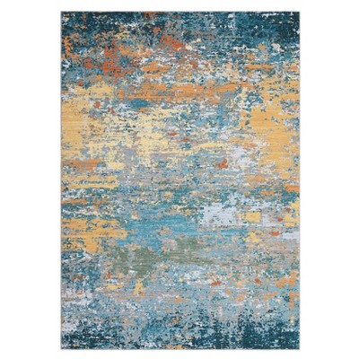 Washable Modern Abstract Rug Non Slip Low Pile Rug Soft Throw Floor Cover Foldable Indoor Carpet for Living Room Bedroom Playroom Nursery