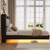 Whizmax Queen/Full Size Floating Bed Frame with RGB LED Lights & Charging Station, Upholstered Platform Bed Frame with Storage Headboard,Easy Assembly - image 3 of 4