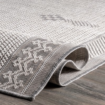Lowen Global Geometric Light Gray Indoor/Outdoor Area Rug, 3'6" x 5'