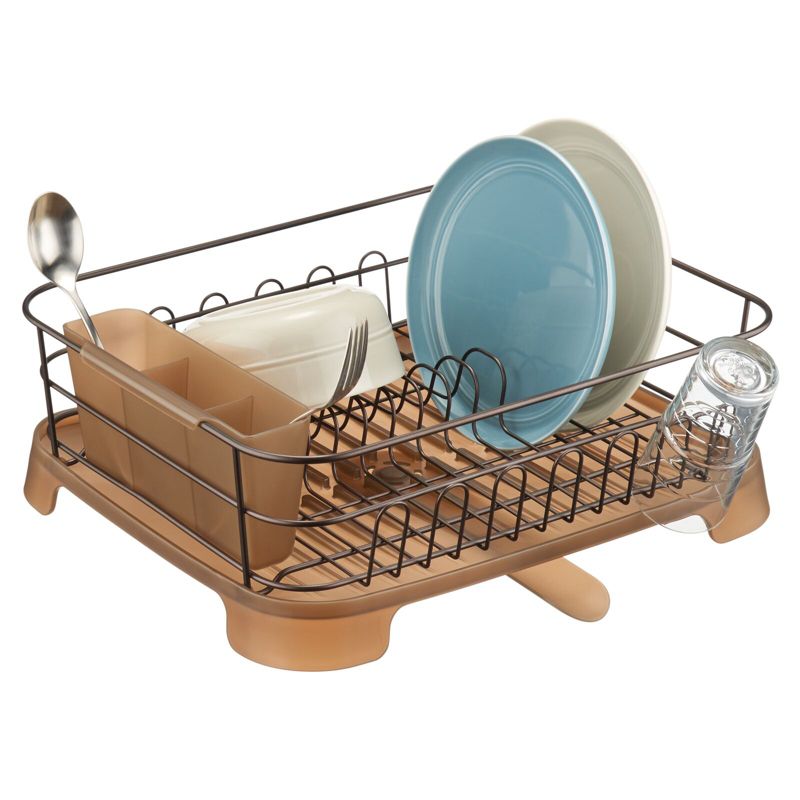 mDesign Alloy Steel Sink Dish Drying Rack Holder with Swivel Spout, 1 of 8