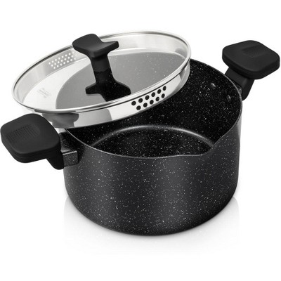 Michelangelo Granite 6 Quart Nonstick Stock Pot with Lock Handle